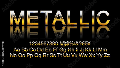 Metallic gold font.