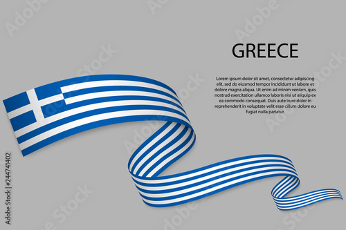 Waving ribbon or banner with flag
