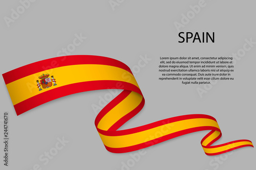 Waving ribbon or banner with flag
