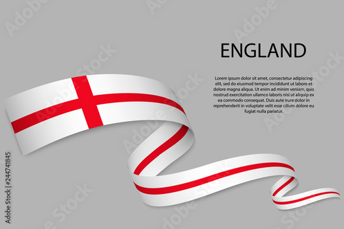 Waving ribbon or banner with flag