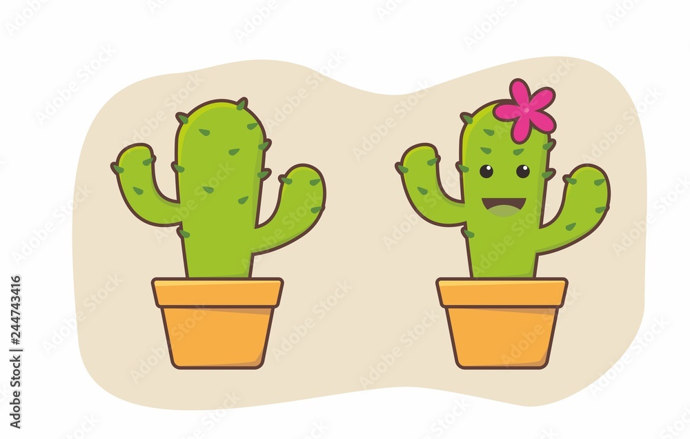 Isolated cactus in flowerpot cartoon Isolated cactus in flowerpot cartoon