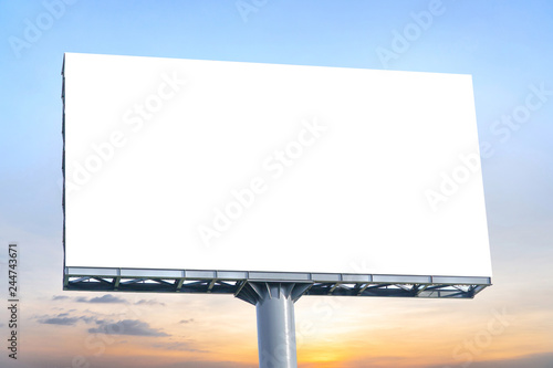 Billboard - Large Blank Billboard with empty screen and beautiful cloudy sky for outdoor advertising poster,Copy space banner ready for your advertisement design or mock up text.Business Concept.