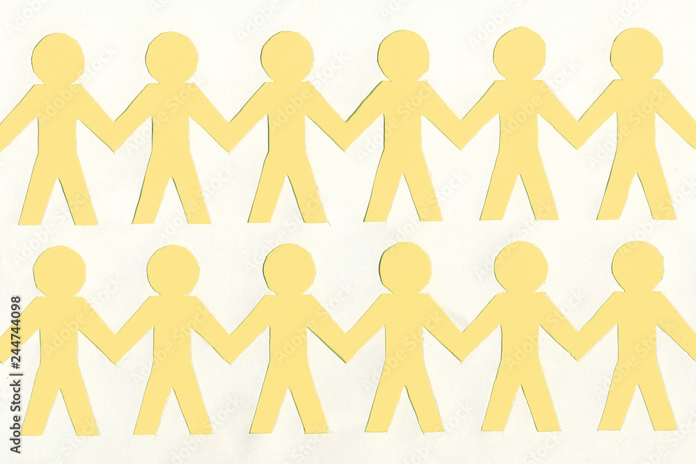 men of yellow paper, on white background