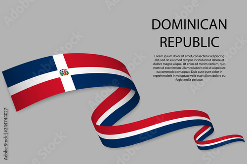Waving ribbon or banner with flag