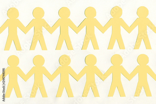 Obraz na płótnie men of yellow paper, on white background w salonie