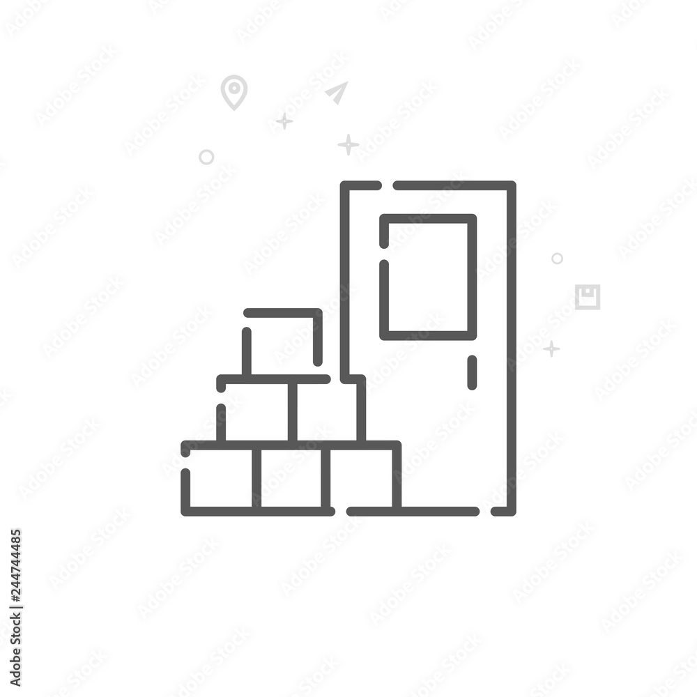 Door To Door Delivery Vector Line Icon Stack Of Boxes Near Door Symbol Pictogram Sign Light Abstract Geometric Background Editable Stroke Adjust Line Weight Design With Pixel Perfection Stock Vector Adobe Stock