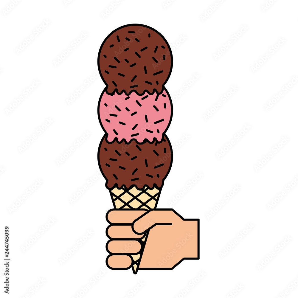 hand with scoops in cone