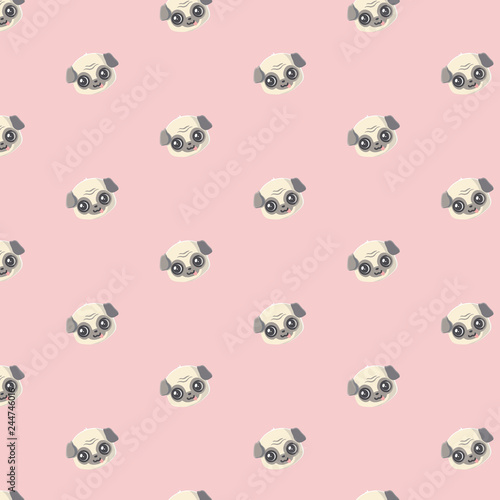 Seamless vector pattern with pug. .