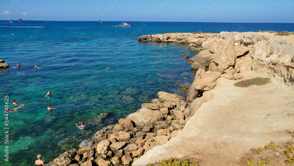 cyprus holiday beautiful tropical day rock beach