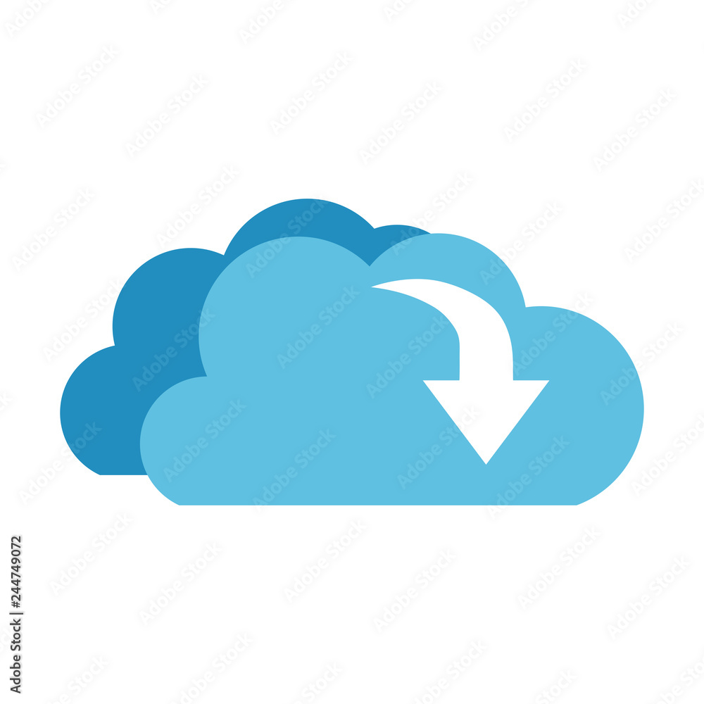 download cloud with objects isolated icon download cloud with objects isolated icon