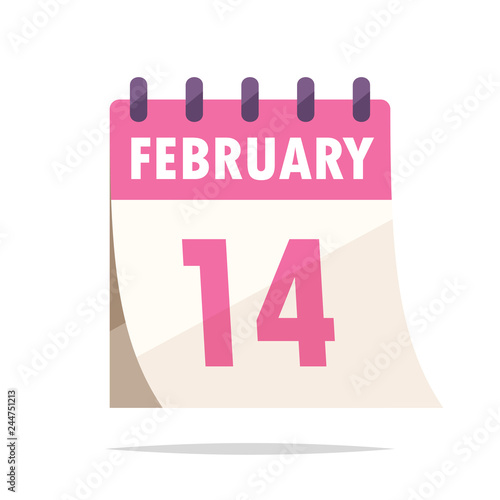 Valentine's day calendar vector isolated illustration