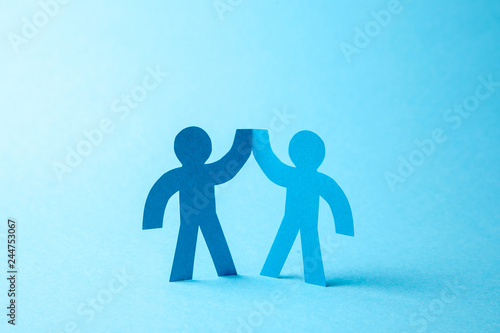 Фотография Successful business team winner give five. Team building.