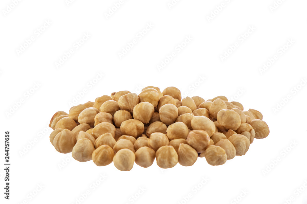 hazelnuts heap isolated on white background. hazelnuts heap isolated on white background.