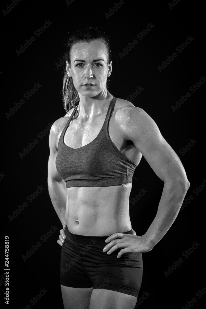 MR B&W Female fitness model dressed in Fitness clothes MR B&W Female fitness model dressed in Fitness clothes