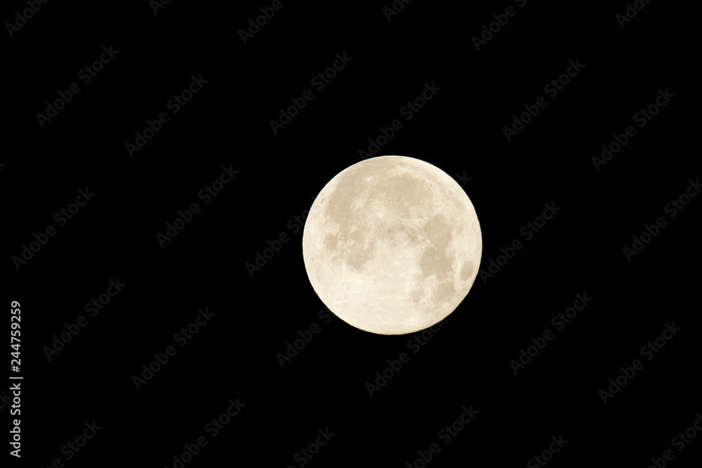 Fototapeta premium The moon will pass through Earth's shadow 01-23-2019 in the only total lunar eclipse. The Moon is an astronomical body that orbits planet Earth and is Earth's only permanent natural satellite.