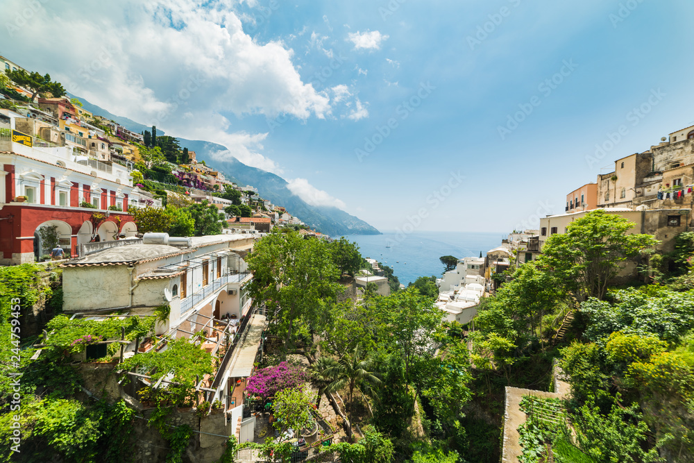 World famous Positano on a sunny day