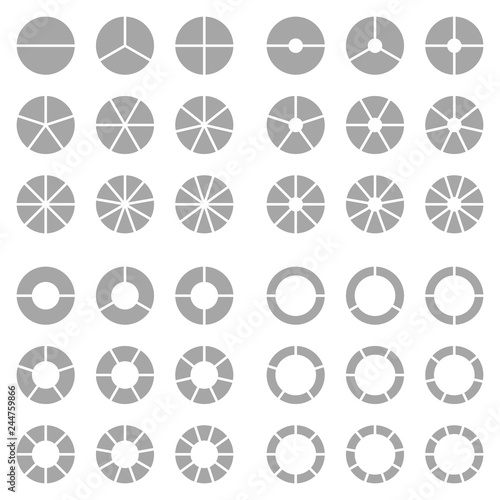Square Set Pie Charts Grey
