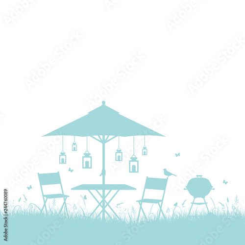 Summer Garden Turquoise/White