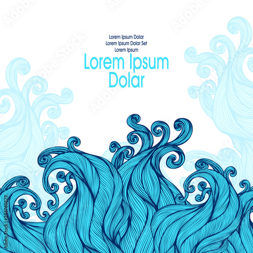 Template flyer banner with Abstract hairs waves in blue