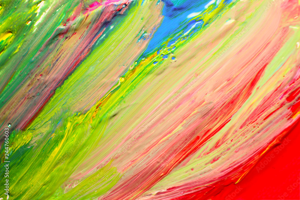 Abstract colorful oil stains on canvas texture. Hand drawing brush, background color.