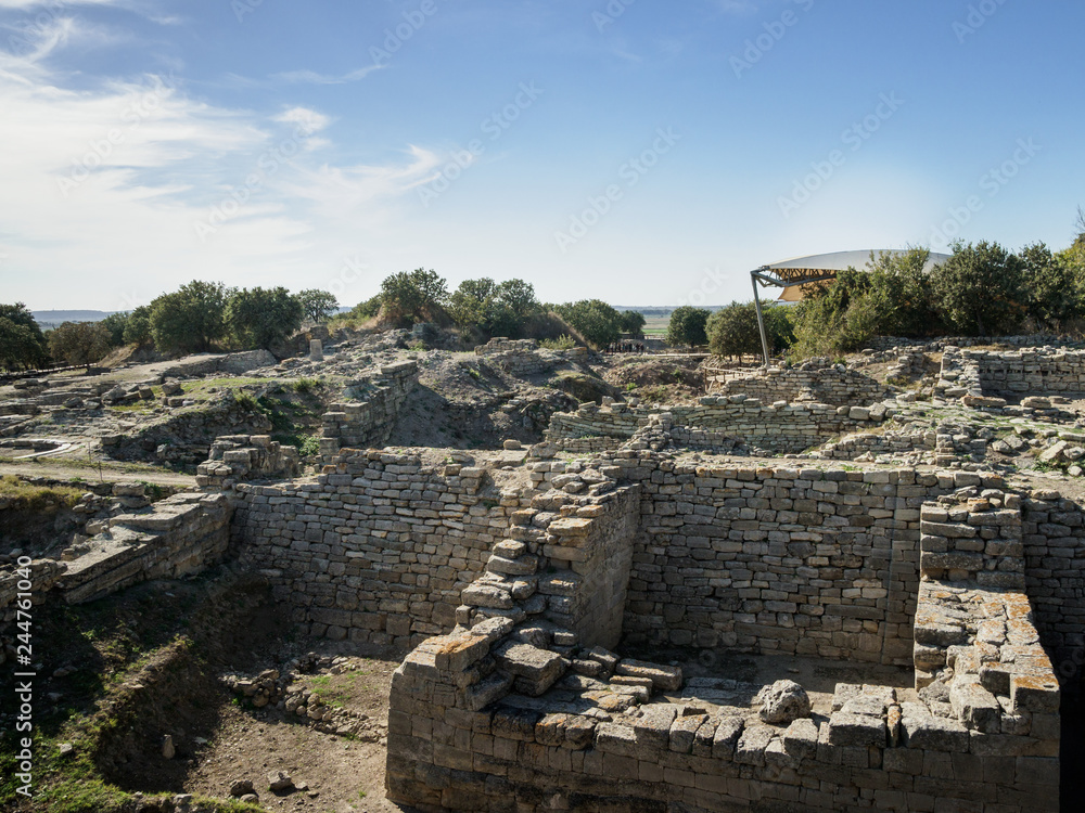 Ruins of ancient legendary city of Troy in Canakkale Province, Turkey
