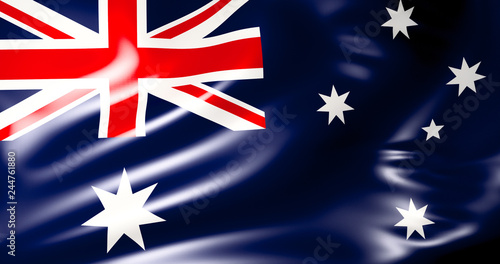 Australian flag. Waving australian flag 3d illustration. 4K Quality photo