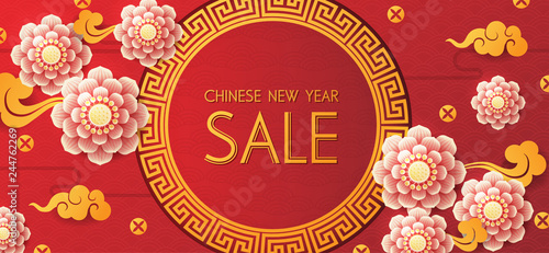 Fototapeta Naklejka Na Ścianę i Meble -  Chinese new year design background. Chinese New Year sale design template.