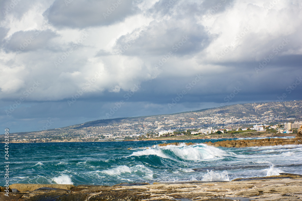View of the Mediterranean coastline from the St. George Beach, Cyprus.