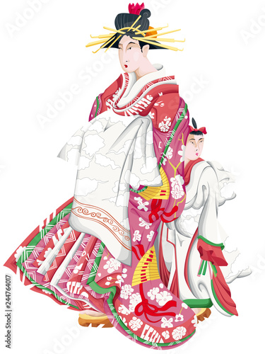 illustration d'une geisha et son élève