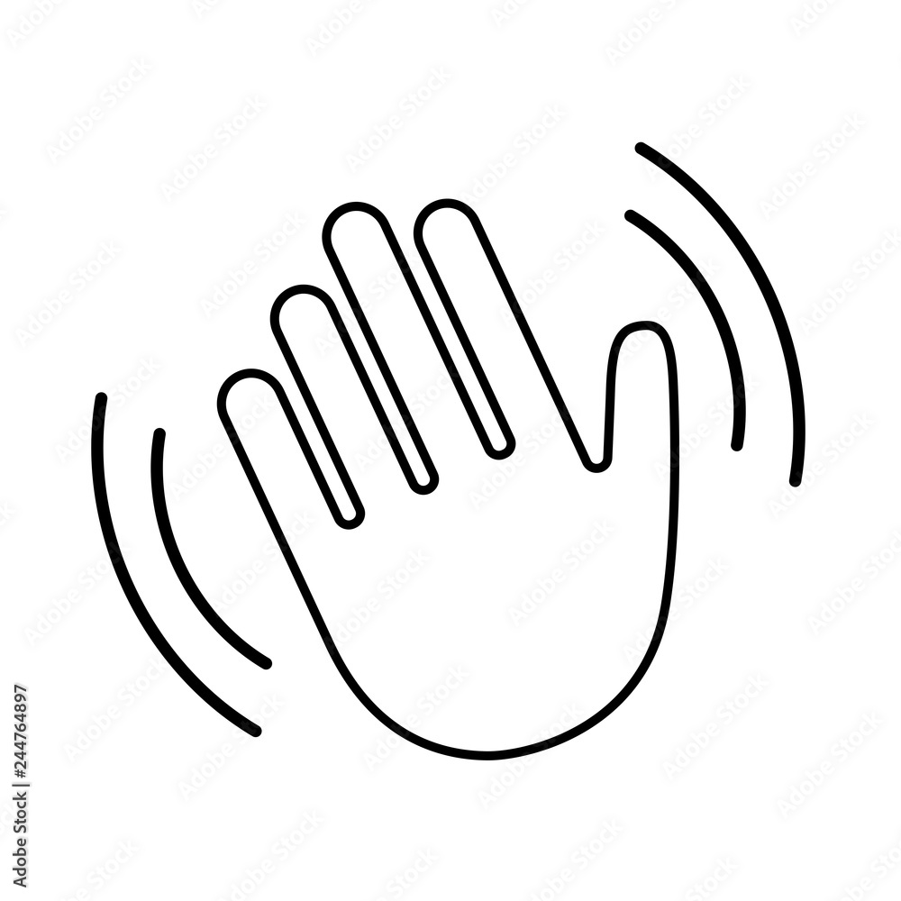 Obraz premium Hello wave hand vector line icon