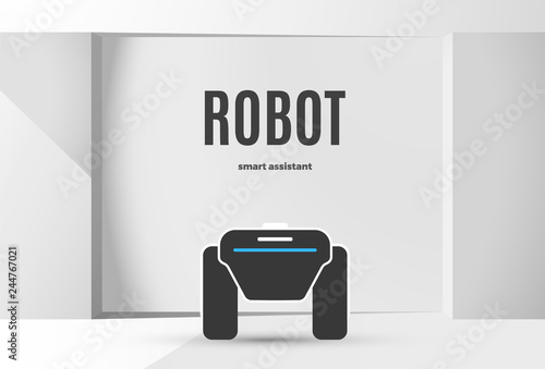 Modern robotic vector illustration with stylish smart robot autonomous vehicle