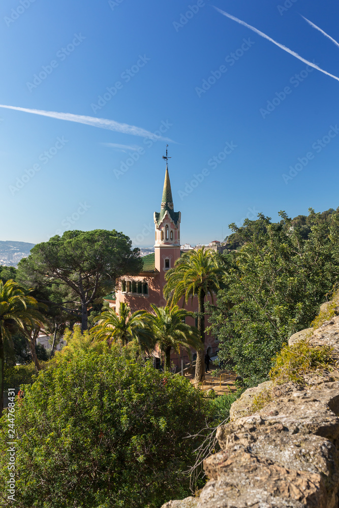 Famous Park Guell designed by Antoni Gaudi in Barcelona