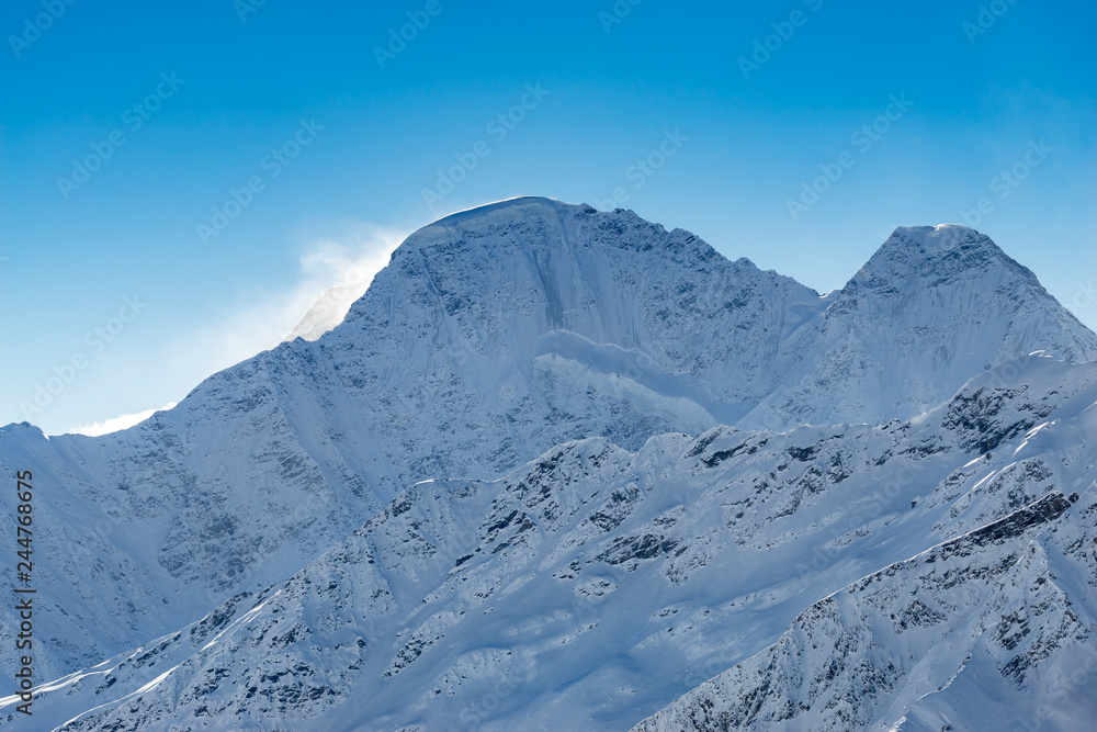 Beautiful scenery mountain massif on the North Caucasus on winter resort