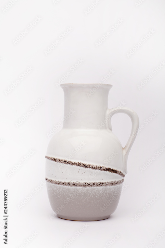 Old white vase  on the white background