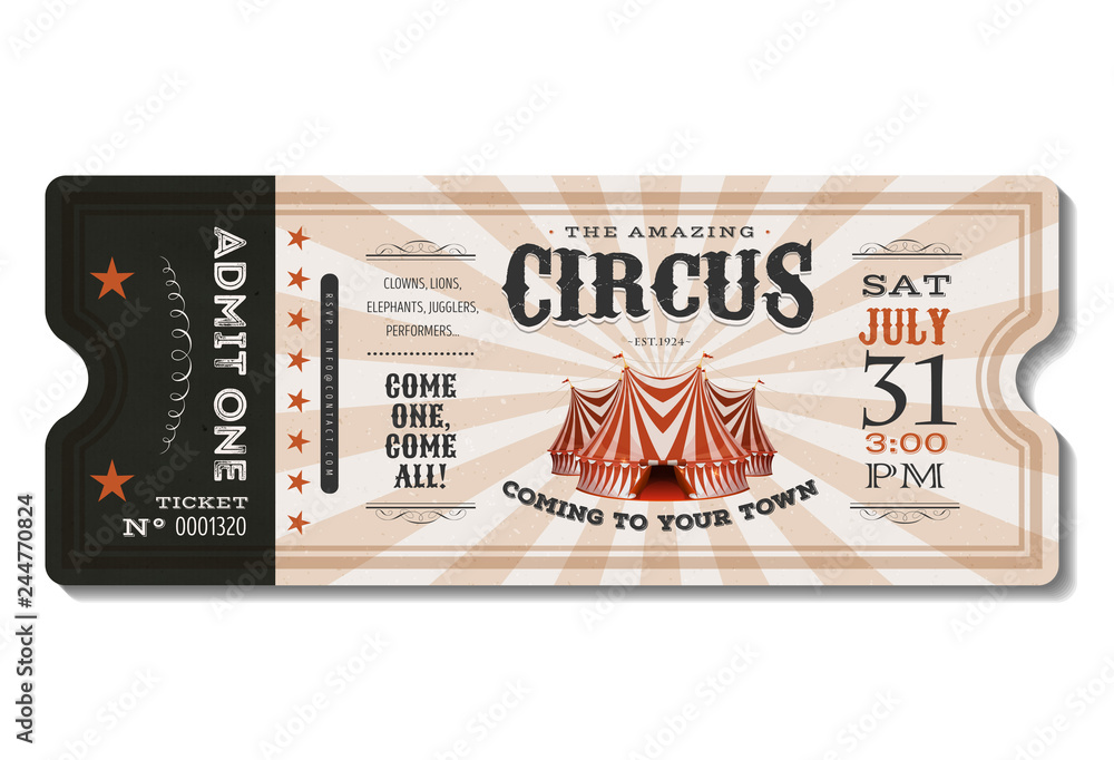 Vintage Circus Ticket/ Illustration of a vintage and retro design