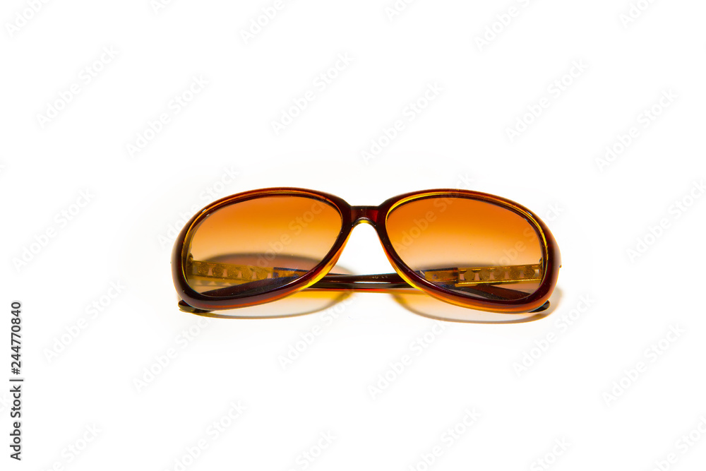 Fototapeta premium Yellow Sunglasses white background