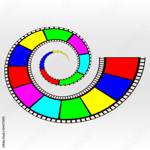 the film from color film.the sign of the spiral denoting the video.