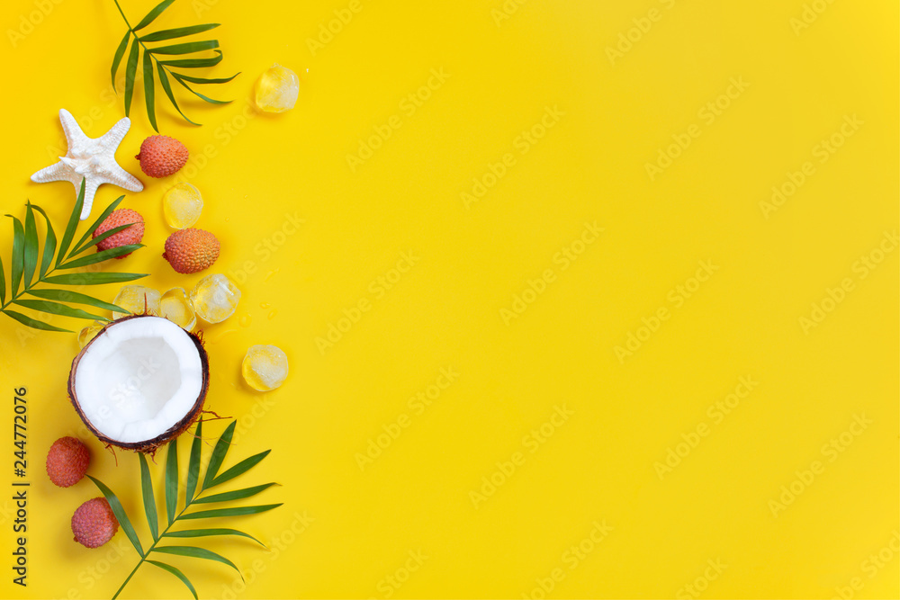 Bright yellow tropical summer background