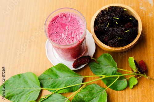 Tasty homemade smoothies mulberries yogurt drinks for good health