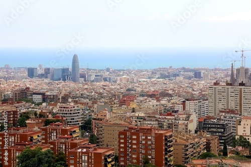 Aerial view of Barcelona from Park G  ell.