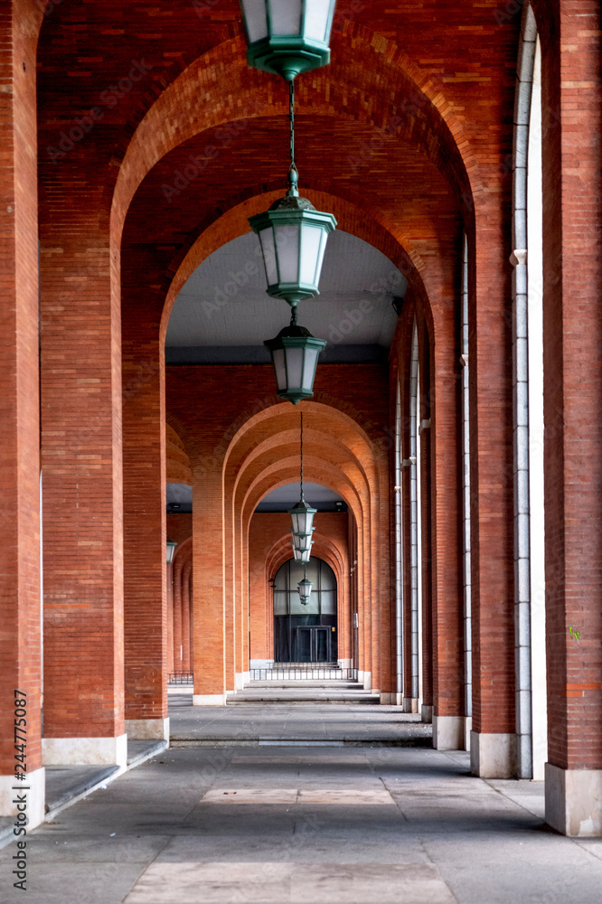 corridor with columns in principal street of MAdrid named la castellana