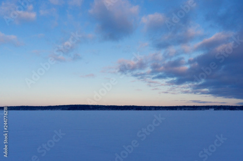 the expanse of the Gulf of Finland in winter from Russia VYBORG  RUSSIA 05.01.2019 Park-like estate Monrepos  Vyborg