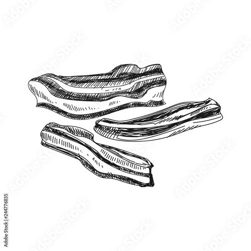Beautiful vector hand drawn meat products Illustration.