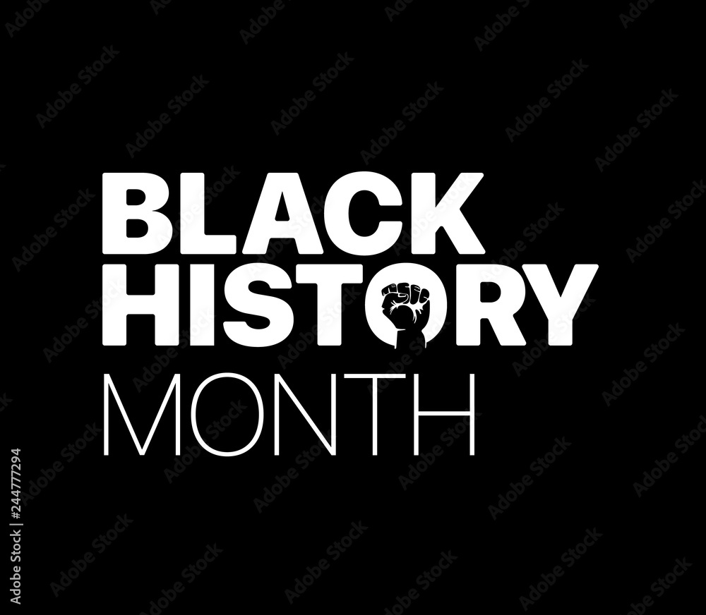 Black History Month logo with the fist. Vector illustration