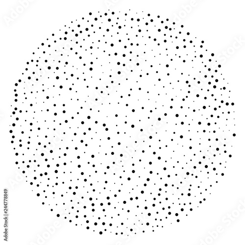 Elegant pattern with black polka dots of small and large scale. 