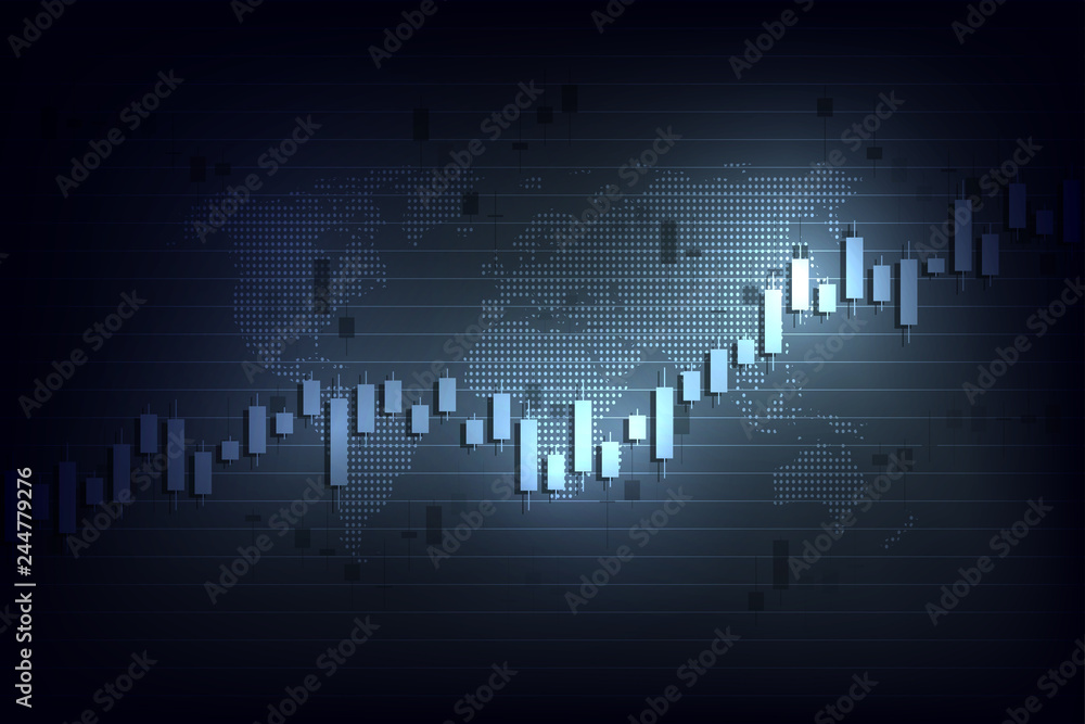 Stock market graph or forex trading chart for business and financial concepts, reports and investment on dark background . Vector illustration Stock market graph or forex trading chart for business and financial concepts, reports and investment on dark background . Vector illustration