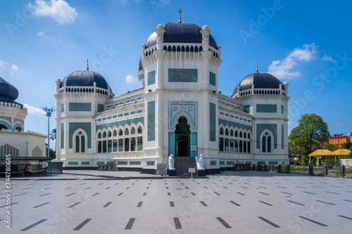 Great Mosque of Medan or Masjid Raya Al Mashun is a mosque located in Medan, Indonesia. The mosque was built in the year 1906 and one of the largest in Medan. photo