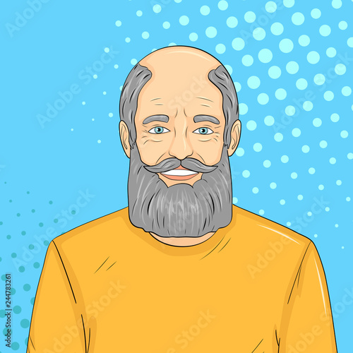 Pop art background. Old man, grandfather. Vector