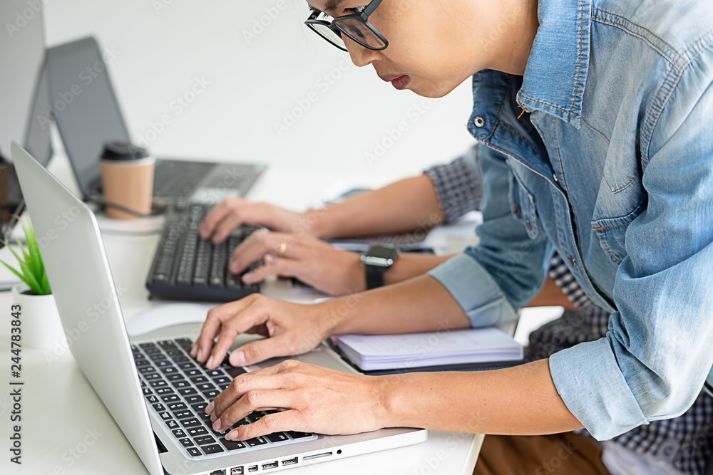 Fototapeta premium Programmer working in a software development and coding technologies. Website design.Technology concept.