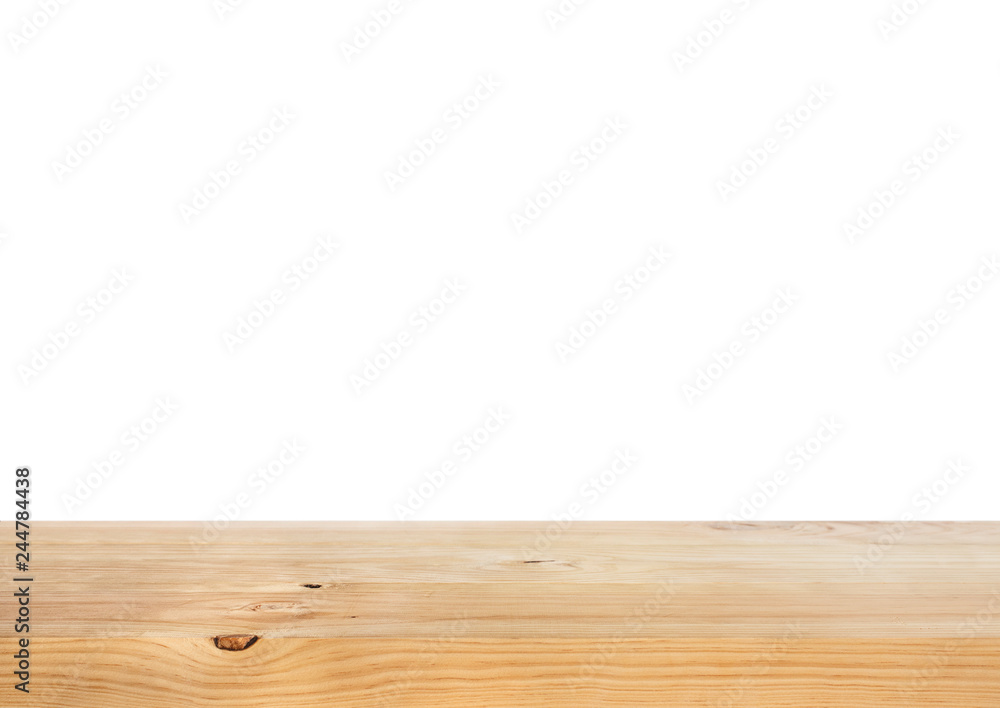 Beautiful texture wood table top texture on white background.For create product display or design key visual layout Beautiful texture wood table top texture on white background.For create product display or design key visual layout